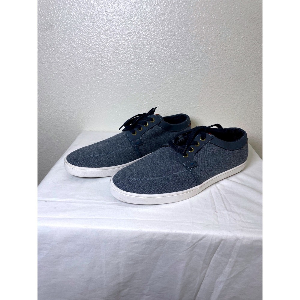 ALDO Mens 10 Lace Up Sneakers Blue Chambray Low Top Casual Shoes Excellent